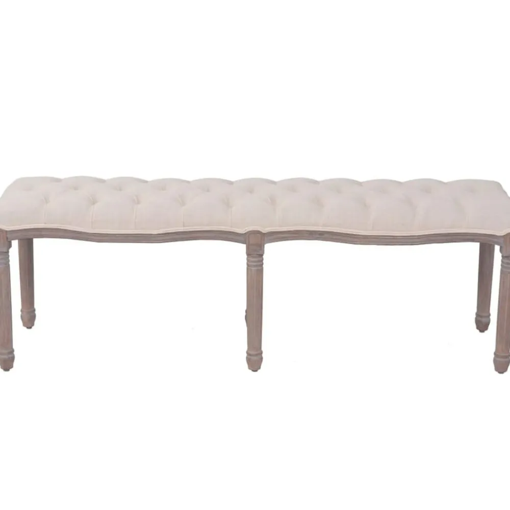 Bancs-vidaXL Banc Lin Bois massif 150 x 40 x 48 cm Blanc crème Blanc crème