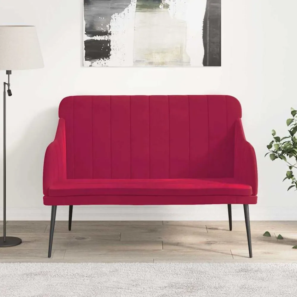 Bancs-vidaXL Banc 110x76x80 cm Velours Rouge bordeaux
