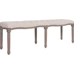 Bancs-vidaXL Banc tissu bois massif 150x39,8x48 cm blanc crème Blanc cr&egrave;me