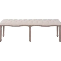 Bancs-vidaXL Banc tissu bois massif 150x39,8x48 cm blanc crème Blanc cr&egrave;me