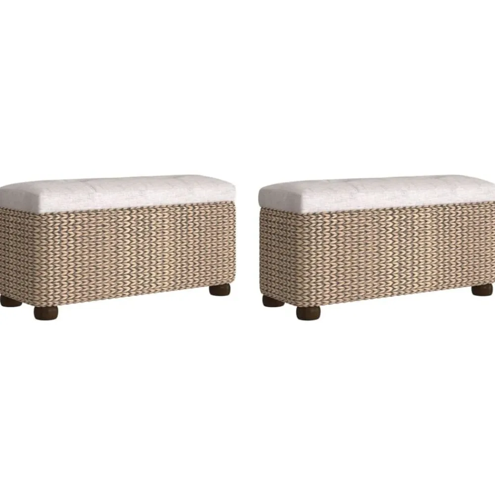 vidaXL Bancs de rangement lot de 2 avec coussin 69 cm quenouille