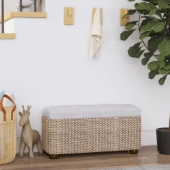vidaXL Bancs de rangement lot de 2 avec coussin 69 cm quenouille