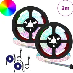vidaXL Bande LED 2 pcs Noir et Transparent 1000 mm Cuivre et plastique