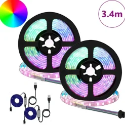 Luminaires-vidaXL Bande LED 2 pcs Noir et Transparent 1700 mm Cuivre et plastique