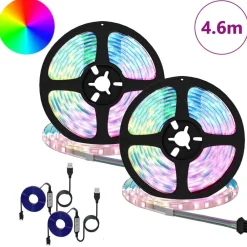vidaXL Bande LED 2 pcs Noir et Transparent 2300 mm Cuivre et plastique