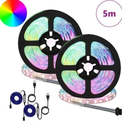 Luminaires-vidaXL Bande LED 2 pcs Noir et Transparent 2500 mm Cuivre et plastique