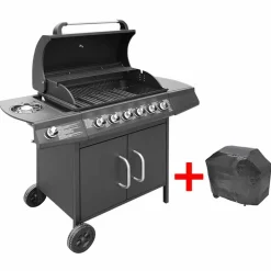 Arts De La Table & Arts Culinaires-vidaXL Barbecue à gaz 6 + 1 zone de cuisson Noir