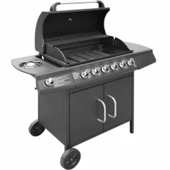 Arts De La Table & Arts Culinaires-vidaXL Barbecue à gaz 6 + 1 zone de cuisson Noir