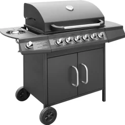 Arts De La Table & Arts Culinaires-vidaXL Barbecue à gaz 6 + 1 zone de cuisson Noir