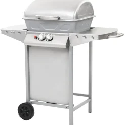 vidaXL Barbecue à gaz avec 2 zones de cuisson Acier Argenté
