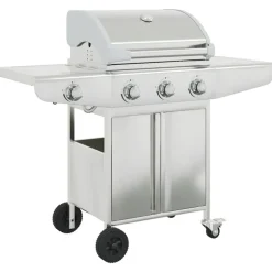 vidaXL Barbecue gril à gaz avec 4 brûleurs argenté acier inoxydable