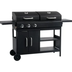 Arts De La Table & Arts Culinaires-vidaXL Barbecue gril combo à gaz et au charbon avec 3 brûleurs