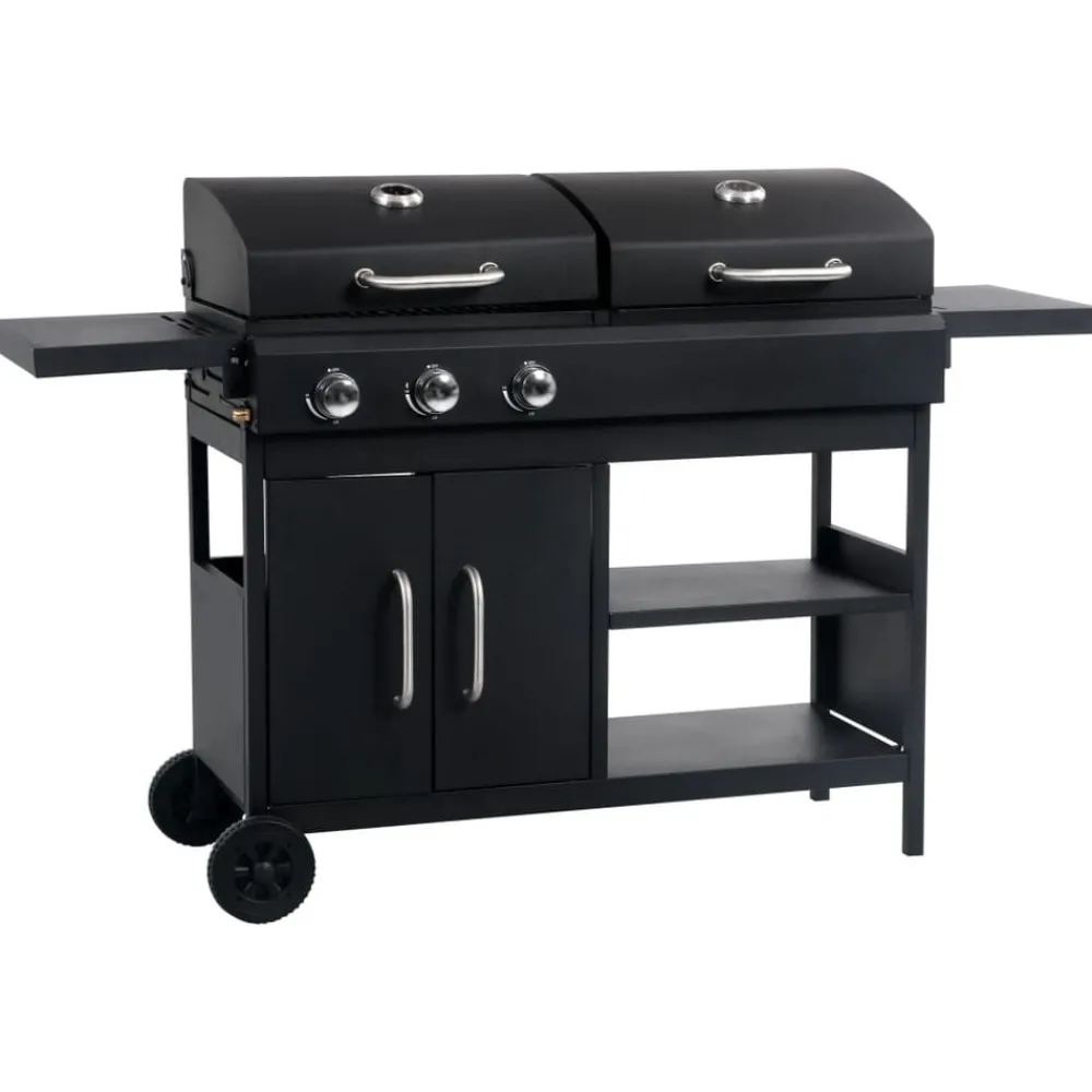 Arts De La Table & Arts Culinaires-vidaXL Barbecue gril combo à gaz et au charbon avec 3 brûleurs