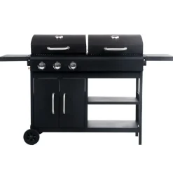 Arts De La Table & Arts Culinaires-vidaXL Barbecue gril combo à gaz et au charbon avec 3 brûleurs