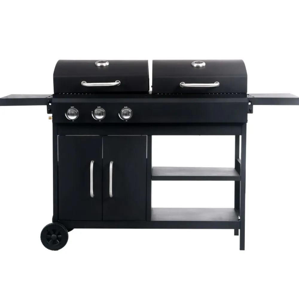 Arts De La Table & Arts Culinaires-vidaXL Barbecue gril combo à gaz et au charbon avec 3 brûleurs