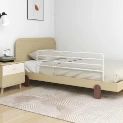 Accessoires De Sécurité Pour Bébés-vidaXL Barrière de sécurité de lit d'enfant Blanc (76-137)x55 cm Fer