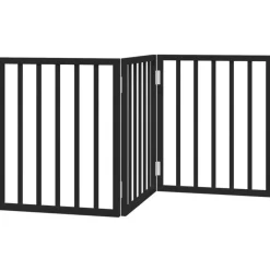 Articles Pour Animaux De Compagnie-vidaXL Barrière pour chien pliable 3 panneaux bois de peuplier Noir
