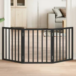 Articles Pour Animaux De Compagnie-vidaXL Barrière pour chien pliable 3 panneaux bois de peuplier Noir