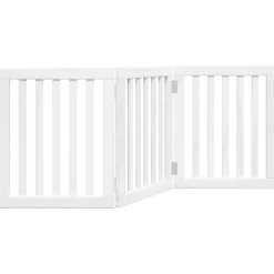 Articles Pour Animaux De Compagnie-vidaXL Barrière pour chien pliable 3 panneaux 150 cm bois de peuplier Blanc