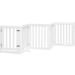Articles Pour Animaux De Compagnie-vidaXL Barrière pour chien porte pliable 9panneaux bois peuplier Blanc