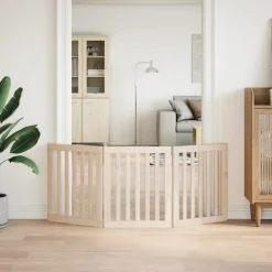 Articles Pour Animaux De Compagnie-vidaXL Barrière pour chien pliable à 3 panneaux 150 cm Bois de peuplier Naturel