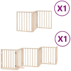 Articles Pour Animaux De Compagnie-vidaXL Barrière pour chiens avec porte pliable 9panneaux bois peuplier Naturel