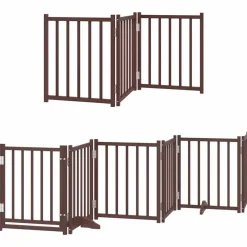 Articles Pour Animaux De Compagnie-vidaXL Barrière pour chien porte pliable 9 panneaux bois de peuplier Marron