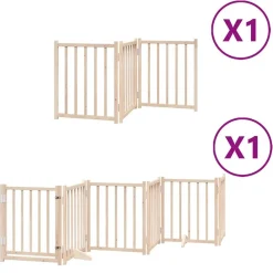 Articles Pour Animaux De Compagnie-vidaXL Barrière pour chiens avec porte pliable 9panneaux bois peuplier Naturel