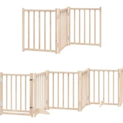 Articles Pour Animaux De Compagnie-vidaXL Barrière pour chiens avec porte pliable 9panneaux bois peuplier Naturel