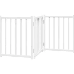 Articles Pour Animaux De Compagnie-vidaXL Barrière pour chien pliable 3 panneaux 150 cm bois sapin massif Blanc