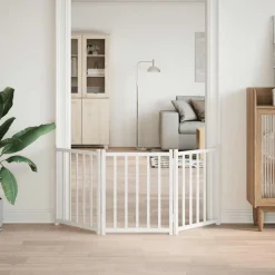 Articles Pour Animaux De Compagnie-vidaXL Barrière pour chien pliable 3 panneaux 150 cm bois sapin massif Blanc
