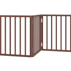 Articles Pour Animaux De Compagnie-vidaXL Barrière pour chien pliable 3 panneaux 150 cm bois de peuplier Marron