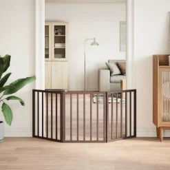 Articles Pour Animaux De Compagnie-vidaXL Barrière pour chien pliable 3 panneaux 150 cm bois de peuplier Marron