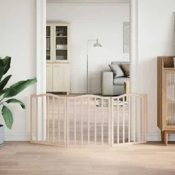 Articles Pour Animaux De Compagnie-vidaXL Barrière pour chien pliable 3 panneaux 150 cm bois de peuplier Naturel