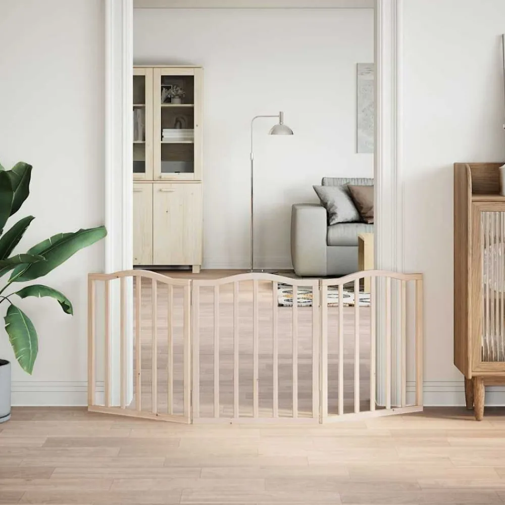 Articles Pour Animaux De Compagnie-vidaXL Barrière pour chien pliable 3 panneaux 150 cm bois de peuplier Naturel