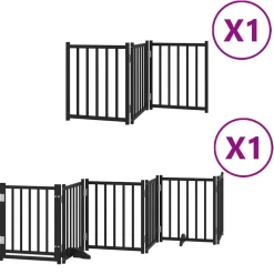 Articles Pour Animaux De Compagnie-vidaXL Barrière pour chien porte pliable 9 panneaux bois peuplier Noir