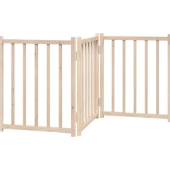 Articles Pour Animaux De Compagnie-vidaXL Barrière pour chien pliable 3 panneaux 150 cm bois sapin massif Naturel