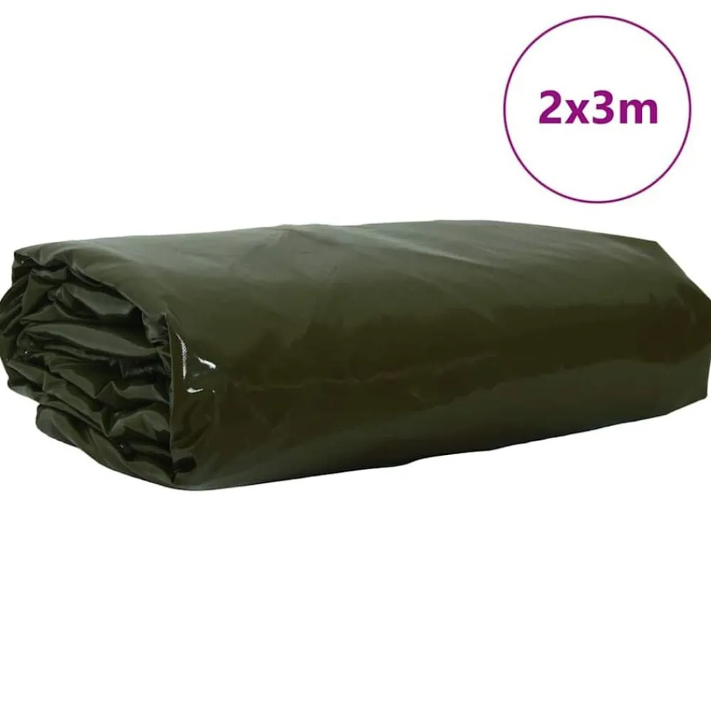 Accessoires De Quincaillerie-vidaXL Bâche 650g / m² 2 x 3 m Toile avec revêtement en PVC Vert olive