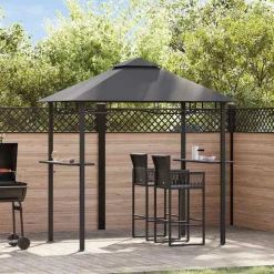 Pelouses & Jardins-vidaXL Belvédère de barbecue 240x150x255 cm Anthracite Acier