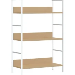 Étagères-vidaXL Bibliothèque à 3 niveaux chêne 60x27,6x90,5cm bois d'ingénierie Ch&ecirc;ne&nbsp;et blanc