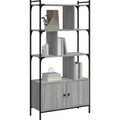 Étagères-vidaXL Bibliothèque avec portes 76,5x30x154,5 cm Sonoma gris