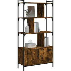 vidaXL Bibliothèque avec portes chêne fumé 76,5x30x154,5 cm