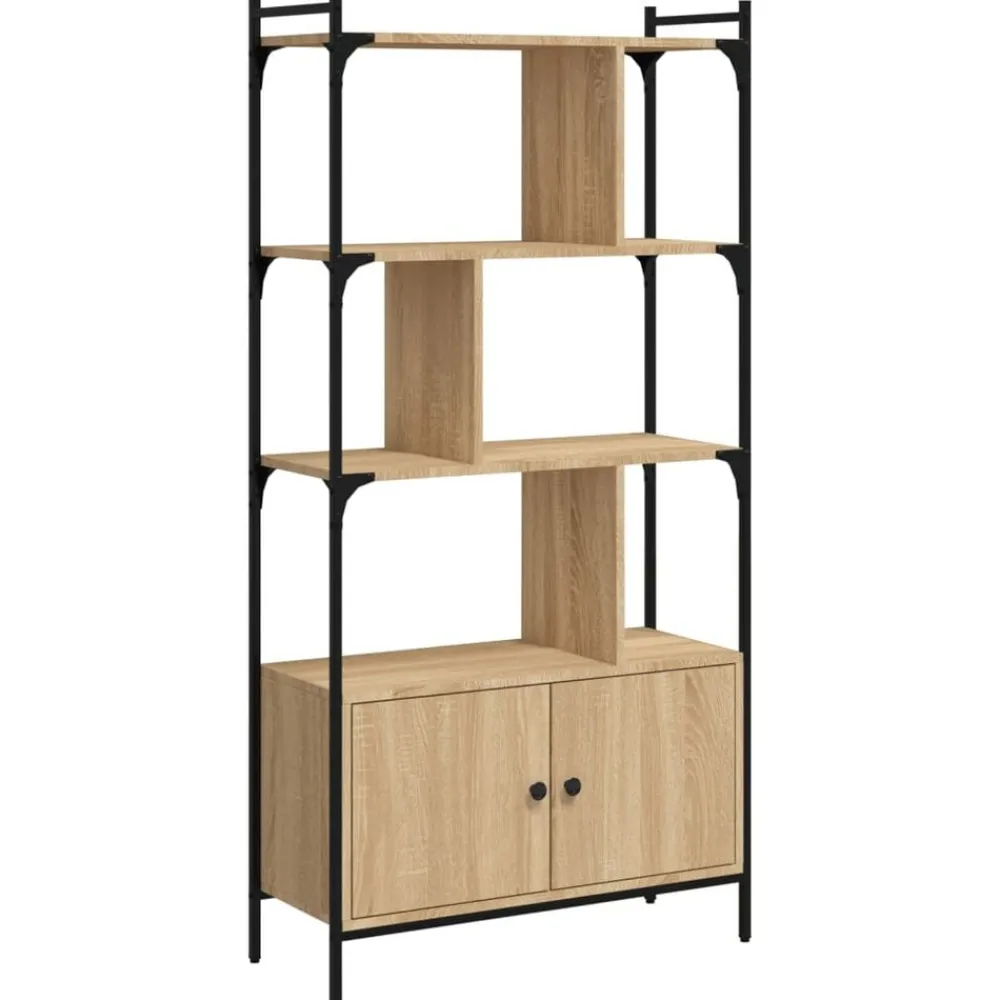 Étagères-vidaXL Bibliothèque avec portes Chêne Sonoma 76,5x30x154,5 cm Bois d'ingénierie Chêne sonoma