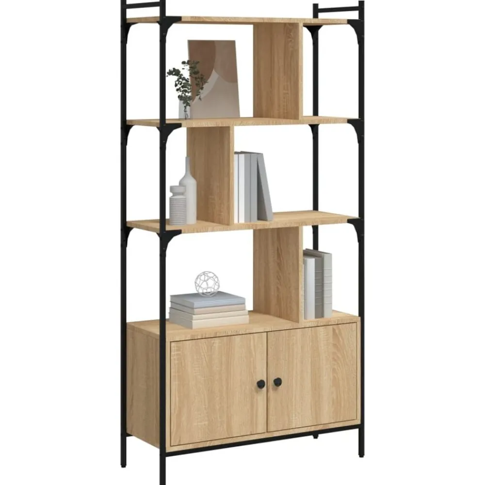 Étagères-vidaXL Bibliothèque avec portes Chêne Sonoma 76,5x30x154,5 cm Bois d'ingénierie Chêne sonoma