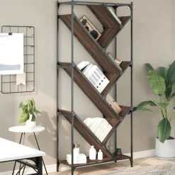 vidaXL Bibliothèque chêne marron 79x30x180 cm bois ingénierie et métal