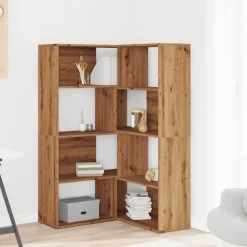 Étagères-vidaXL Bibliothèque d'angle 4 niveaux chêne artisanal bois ingénierie ch&ecirc;ne artisanal