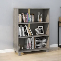 Étagères-vidaXL Bibliothèque HAMAR 85x35x112 cm Bois de pin massif Gris clair