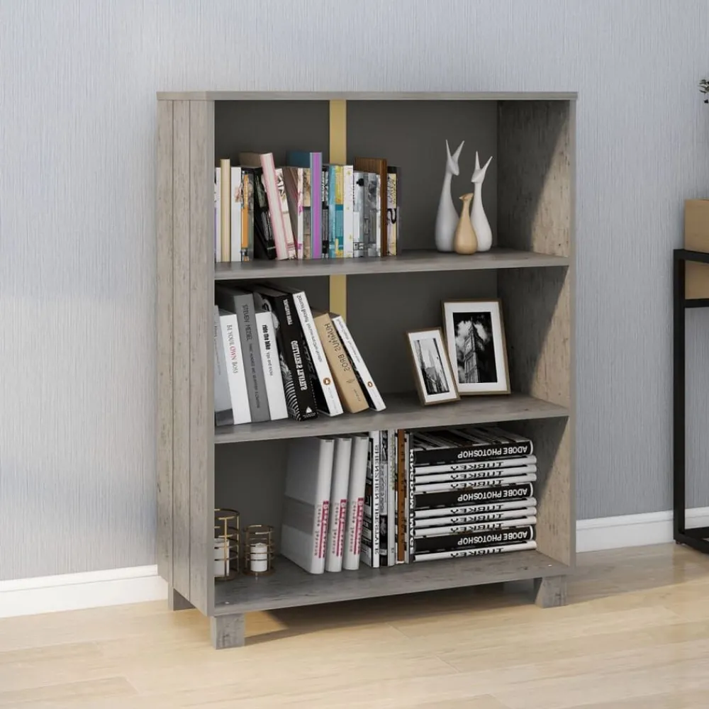 Étagères-vidaXL Bibliothèque HAMAR 85x35x112 cm Bois de pin massif Gris clair