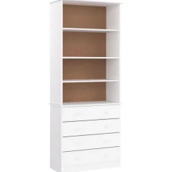 Étagères-vidaXL Bibliothèque tiroirs ALTA 77x35x186,5cm bois massif pin Blanc