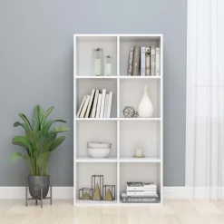 Étagères-vidaXL Bibliothèque/Buffet 66x30x130 cm Bois ingénierie Blanc brillant